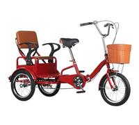 LSQXSS 3 Wheel Cruiser Bike with Rear Passenger Seat,Folding Adult Tricycle,Hidden Carrying Compartment,16" All-Terrain Wheels,Dual Brakes,400lbs Capacity for Seniors/Commuting/Shopping/Picnic