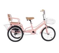 LSQXSS 3 Wheels Bike Trike for Toddler,Single Brake,Carbon Steel Frame,Human Powered Pedal Tricycle for Recreational Cycling, Exercise,Outdoor Picnics,Rear Passenger Seat with Hidden Compartment