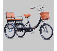 LSQXSS 3 Wheels Cruiser Bikes with Spoked Wheels,Rear Seat Carry Passenger and Cargo,Dual Brakes,Folding Pedal Assist Trikes for Men,Women,Front Suspension,Dual Chian Drive