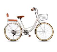 LSQXSS 6 speeds hybrid bikes,low step-through frame city bicycle,tandem bicycles,back seat with cushion,comfort city commuter bikes with pedals,front and rear brakes