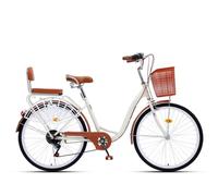 LSQXSS 7 speeds hybrid bikes for women and men,low step-through frame city bicycle,rear sponge seat,dual brakes,comfort pedal commuter bikes,front rear fenders,kickstand