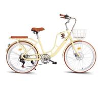LSQXSS 7 speeds hybrid bikes,low step-through frame city bicycle,tandem bicycles,rear cargo rack,comfort city commuter bikes with pedals,front and rear brakes,adjustable saddle handlebar