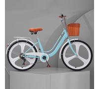 LSQXSS 7 speeds hybrid bikes,low step-through frame city bicycle,tandem bicycles,rear cargo rack,comfort city commuter bikes with pedals,front and rear brakes,adjustable saddle handlebar