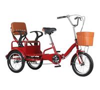 LSQXSS Adult tricycle,folding 3 wheel bicycle,tandem tricycle with rear passenger seat,rickshaw pedal trikes for elderly and adults,pneumatic tires spoke wheel