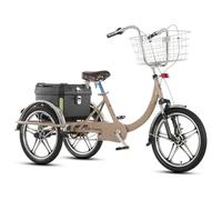 LSQXSS Cargo Trike with Front Large Pet Basket and Back Storage Box,Front and Rear Brakes,Rickshaw Tricycle with Pedals,Front Suspension Front Fork,20" Integrated Wheels