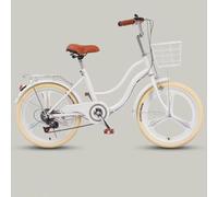 LSQXSS City commuter bicycle for women,6 speeds hybrid bike,double beam frame city bicycle,rear cargo rack,comfort pedal bikes,front and rear brakes,adjustable saddle handlebar,integrated wheel