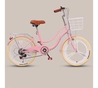 LSQXSS City commuter bicycle for women,6 speeds hybrid bike,double beam frame city bicycle,rear cargo rack,comfort pedal bikes,front and rear brakes,adjustable saddle handlebar,integrated wheel