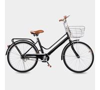 LSQXSS City commuter bicycle for women,single speeds bicycles for traveling,double beam frame city bicycle,rear cargo rack,comfort pedal bikes,front and rear brakes,adjustable saddle handlebar
