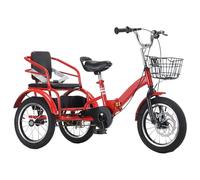 LSQXSS Folding 3 wheels bicycle,cruiser bike with dual brakes,rickshaw tricycle with pedals,manned trike with back seat,disc brake on front wheel,back seat with belt