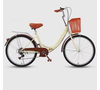 LSQXSS Folding bicycle for men and women,6 speeds hybrid bikes,low step-through frame city bicycle,tandem bicycles,rear sponge seat,dual brakes,comfort pedal city commuter bikes,front rear fenders