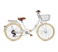 LSQXSS Folding bicycle for women,6 speeds hybrid bikes,low step-through frame city bicycle,rear cargo rack with sponge cushion,comfort pedal city commuter bikes,front and rear brakes