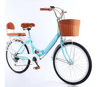 LSQXSS Folding bicycle for women,7 speeds hybrid bikes,low step-through frame city bicycle,tandem bicycles,rear sponge seat with backrest and wheel cover net,comfort pedal city commuter bikes