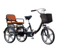 LSQXSS Folding Pedal Assist Trikes,Low-Step 3 Wheels Cruiser Bikes for Men,Women,Rear Seat Carry Passenger and Cargo,Dual Brakes,Adult Tricycle with Front Suspension,Dual Chian Drive