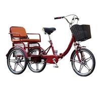 LSQXSS Folding Pedal Assist Trikes,Low-Step 3 Wheels Cruiser Bikes for Men,Women,Rear Seat Carry Passenger and Cargo,Dual Brakes,Adult Tricycle with Front Suspension,Dual Chian Drive