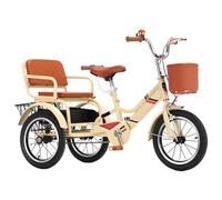 LSQXSS Human Powered Pedal Bicycles 3 Wheels,Manned Tricycle with Rear Passenger Seat,Front and Rear Baskets,Cruiser Bike Trike for Recreational Cycling, Exercise,Front Wheel V Brake,With Hand Pump