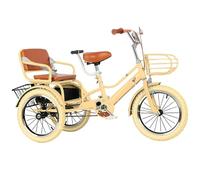 LSQXSS Kids Pedal Bicycle with Double Brakes,Rear Passenger Seat with Belt,Hidden Compartment,3 Wheels Bike Trike for Recreational Cycling, Exercise,Outdoor Picnics,Human Powered Toddler Tricycle