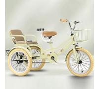 LSQXSS Large pedal tricycles with inflatable wheel,3-10 years old tandem bicycle,back seat with belt,toddler trikes with armrest,3-wheel bicycles for traveling,front rear baskets