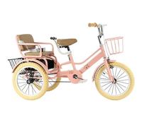 LSQXSS Large pedal tricycles with inflatable wheel,3-10 years old tandem bicycle,back seat with belt,toddler trikes with armrest,3-wheel bicycles for traveling,front rear baskets