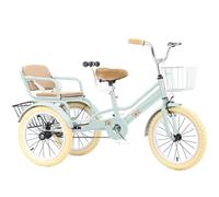 LSQXSS Large pedal tricycles with inflatable wheel,3-10 years old tandem bicycle,back seat with belt,toddler trikes with armrest,3-wheel bicycles for traveling,front rear baskets