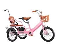 LSQXSS Pedal Tricycle for Kids,Outdoor Cruiser Bikes with passenger seat,3 Wheel Bicycle with Front and rear Basket,Rickshaw bike,toddler tricycle with pushrod,single brake