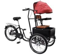 LSQXSS Reverse Three-wheel Bike with training wheels,Shopping Tricycle with Sunshade,cargo and manned trike with front passenger seat,disc brake，max load 330lbs