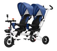 LSQXSS Tandem tricycle,swivel seats with tilted backrest,parent push stroller trike,3 wheels bicycle with canopy,ride-on bike