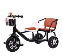 LSQXSS Toddler stroller for age 2-5,dual seat kids tricycles for twins,light weight foam wheels,front basket,pedal trikes