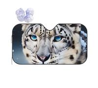 LSRCPD Blue eyed snow leopard Print Car Windshield Sun Shade, Foldable Foil Sun Shade Car Windshield Cover All Weather Universal Fit Auto Car Trunk SUV, 140x76 CM