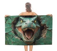 LSRCPD Dinosaur's Head Emerging from A Hole Beach Towel Sand Free Microfiber Large Shower Towels Multipurpose Absorbent for Bathroom Pool 130x80 CM