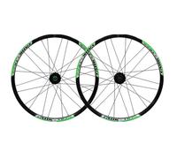 LSRRYD 24inch MTB Wheelset Disc Brake Quick Release Loose Bead Hubs Aluminium Alloy Double Wall Rims 24H Mountain Bike Front Rear Wheel Set (Color : Black-green, Size : 24inch)