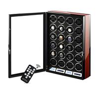 LSRRYD Automatic Watch Winder Box for 24 Watches LCD Touch Screen Display Super Quiet Motor Wooden Piano Finish with Remote Control & LED Elegant Showcase
