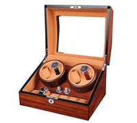 LSRRYD Automatic Watch Winder Box for 4 Watches with 6 Display Box Storage Case Leather Pillows Quiet Motor 4 Rotation Modes Handmade (Color : A)