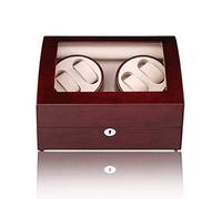 LSRRYD Automatic Watch Winder Box for 4 Watches with Display Box Storage Case Leather Pillows Quiet Motor 5 Rotation Modes 100% Handmade (Color : A, Size : 34X26X22CM)