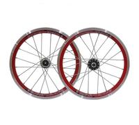 LSRRYD Children's 16 Inch Bike Wheelset V Brake BMX Folding Bike Front Rear Wheel Set 20H Single Speed Hub With 11T Flywheel Doule Wall Alloy Rims 22mm (Color : Red, Size : 16inch)