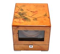 LSRRYD Retro Automatic Double Watch Winder Box Luxury Wooden Piano Paint Super Quiet Motor Battery Powered and AC Adapter for 2 Wrist Watches (Color : Brown-B)