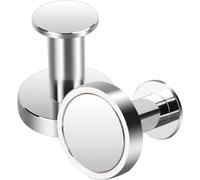 LSRVNM 2 Pack 36x40 mm Strong Neodymium Magnetic Hooks, Silver Neodymium Iron Boron Magnets for Kitchen, Office, Garage, Bathroom, Metal Surfaces