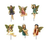LSRVNM 6 Pcs Garden Fairy Statue, Flower Fairy Ornaments, Fairy Garden Accessories, Resin Miniature Fairies Figurines for Garden Yard House Plant Decoration