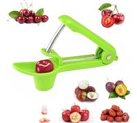 LSRVNM Cherry Pitter, Olive Pitter Remover, Portable Multifunctional Professional Quick with Stainless Steel Pitting Device, with Lock Design for Making Cherry Jam (Green)