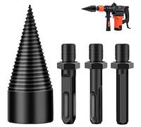 LSRVNM Wood Splitting Drill Bit 42mm Log Splitter with Square/Round/Hexagonal Shanks, Firewood Splitter Wood Cone Drill Bit Set Heavy Duty Drill Screw Cone Driver