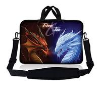 LSS 17 inch Laptop Sleeve Bag Carrying Case Pouch w/Handle & Adjustable Shoulder Strap for 17.4" 17.3" 17" 16" Apple Macbook, GW, Acer, Asus, Dell, Hp, Sony, Toshiba, Fire &Ice Dragons