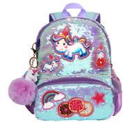 LSSAGOON Toddler Unicorn Sequin Backpack for Girls, Cute Kids School Book Bag for Nursery Elementary, Gift for Birthday Xmas