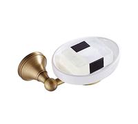 LSSEDA Wall Soap Dish,Soap Dish Holder,Antique Brass Soap Holder, Wall Mounted Soap Dish With Ceramic Dish, Euro Retro Soap Tray For Bathroom Kitchen-Oval (Color : Oval)
