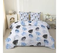 LSSLK Bohemian Feathers Double Duvet, Geometric Reversible Coverless Duvet Double, Soft Warm All Seasons Comforter, Machine Washable Microfiber Quilt with 2 Pillowcases, 200x200 cm #A747