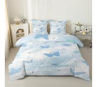 LSSLK Butterfly Super King Duvet, Abstract Art Reversible Coverless Duvet SuperKing Size, Soft All Seasons Comforter, Machine Washable Microfiber Quilt with 2 Pillowcases, 220x260 cm #A749