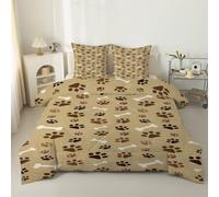 LSSLK Dog Paw Print Double Duvet, Bones Reversible Coverless Duvet Double, Soft Warm All Seasons Comforter, Machine Washable Microfiber Quilt with 2 Pillowcases, 200x200 cm #A62