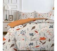 LSSLK Double Duvet, Gray Reversible Coverless Duvet Double, Soft Warm All Seasons Comforter Machine Washable Microfiber Quilt with 2 Pillowcases, 200x200 cm, Printed Pattern