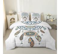 LSSLK Dreamcatcher Super King Duvet, Mandala Pattern Reversible Coverless Duvet SuperKing Size, Soft All Seasons Comforter, Machine Washable Microfiber Quilt with 2 Pillowcases, 220x260 cm #A807