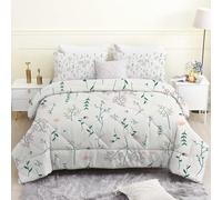 LSSLK King Size Duvet, Summer Florals Reversible Coverless Duvet King Size, Soft All Seasons Comforter Machine Washable Microfiber Quilt with 2 Pillowcases, 220x230 cm, White