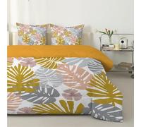 LSSLK Monstera Super King Duvet 4.5 Tog, Tropical Floral Reversible Coverless Duvet SuperKing, Soft Bedding Comforter Sets for All Seasons, Lightweight Summer Quilt with 2 Pillowcases - 260x220 cm