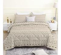 LSSLK Super King Duvet, Abstract Art Reversible Coverless Duvet SuperKing Size, Soft All Seasons Comforter Machine Washable Microfiber Quilt with 2 Pillowcases, 220x260 cm, Beige Boho